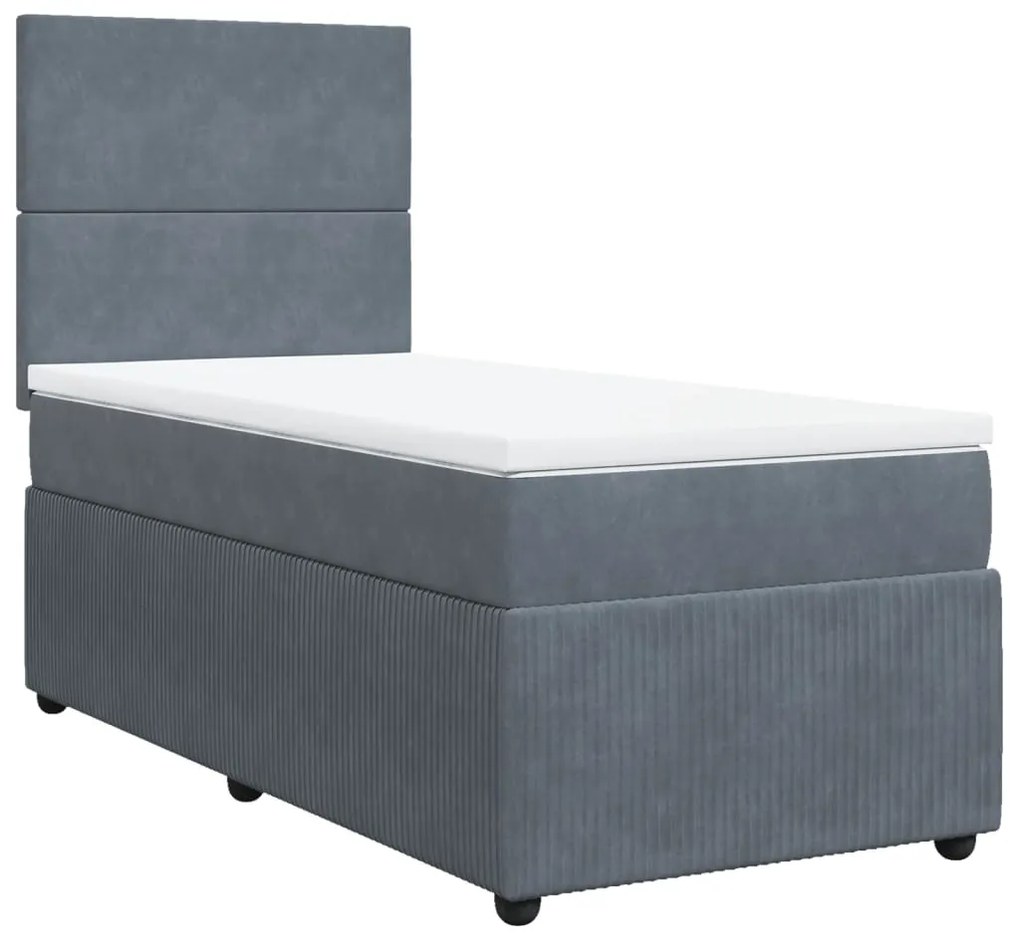 Giroletto a molle con materasso grigio scuro 90x200 cm velluto
