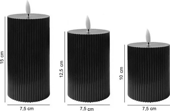Set di 3 candele LED BRILLO LED/2xAA nere + telecomando