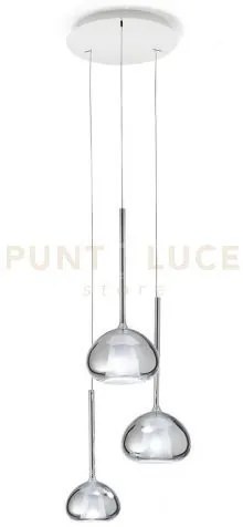 Beba lampadario a sospensione 3 luci vetri piccoli cromo attacco g9...