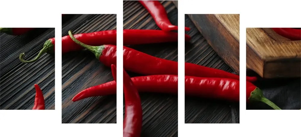 Quadri 5 pezzi – Tavola con peperoncini