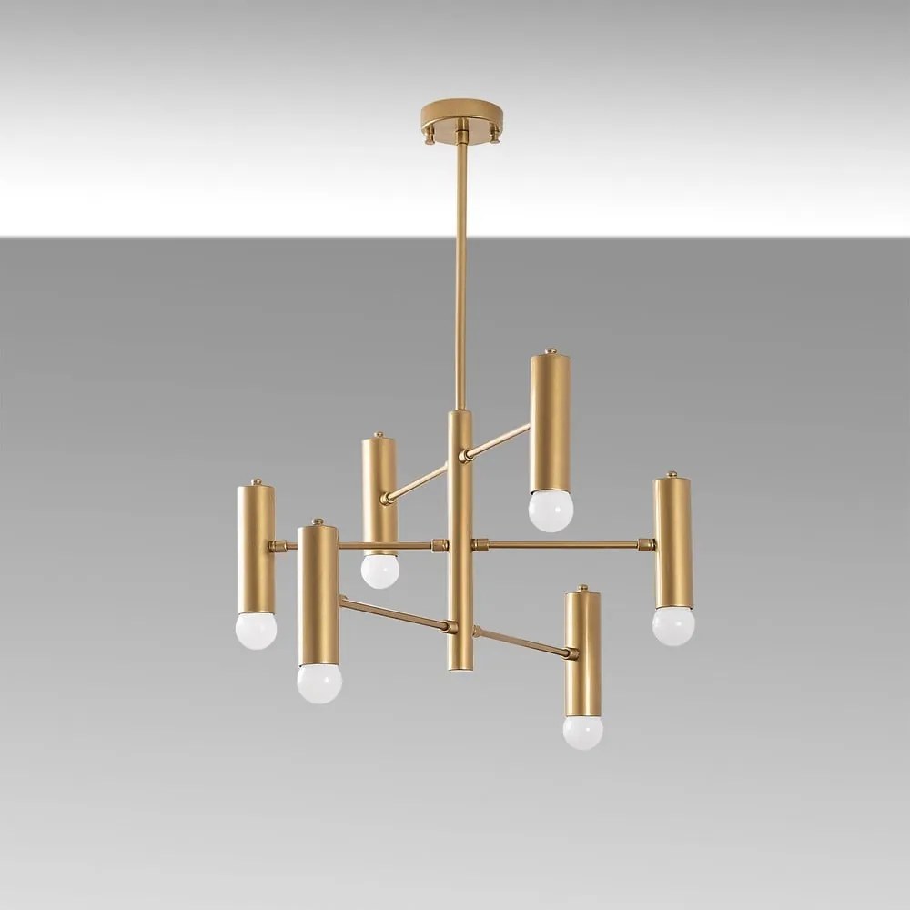 Lampadario dorato con paralume in metallo Gharib – Opviq lights