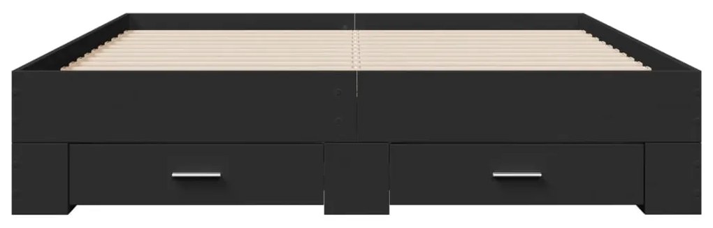 Giroletto con cassetti nero 160x200 cm in legno multistrato