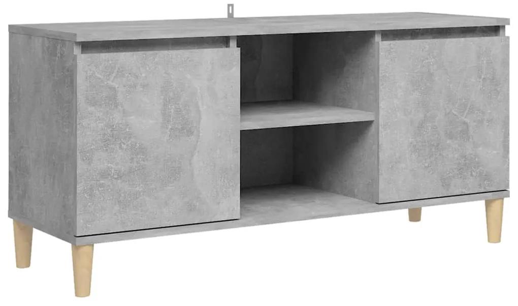 Mobile tv con gambe in legno grigio cemento 103,5x30x50 cm