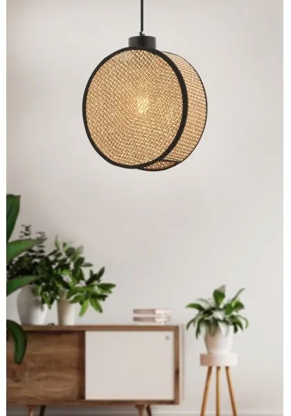 Lampadario a sospensione con cavo DRUM 1xE27/60W/230V marrone/nero