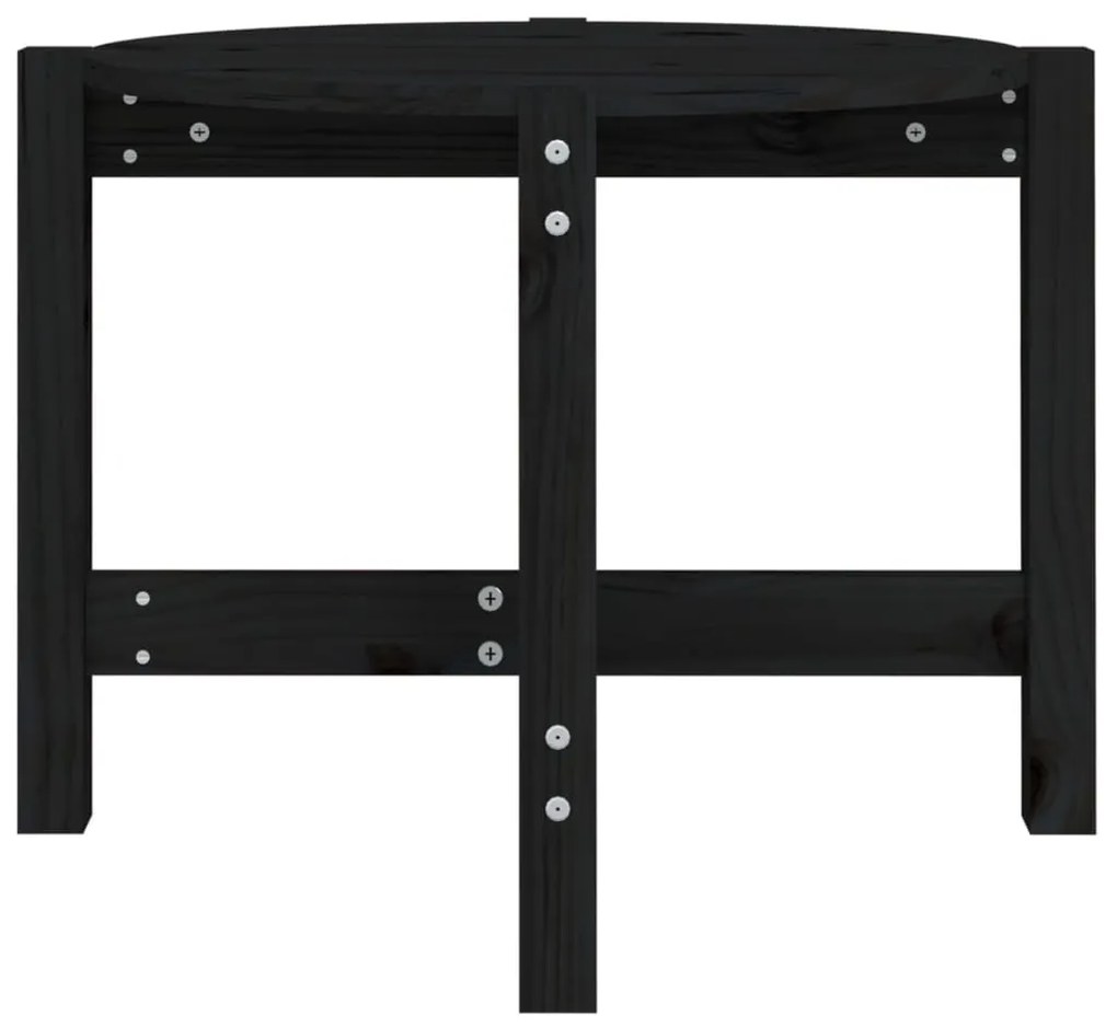 Tavolino da salotto nero Ø 62,5x45 cm in legno massello di pino