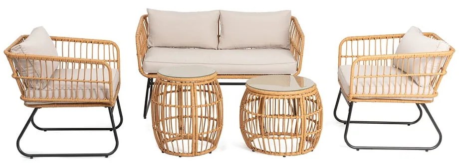 Mobili da giardino in rattan artificiale beige Vistdal - Bonami Essentials