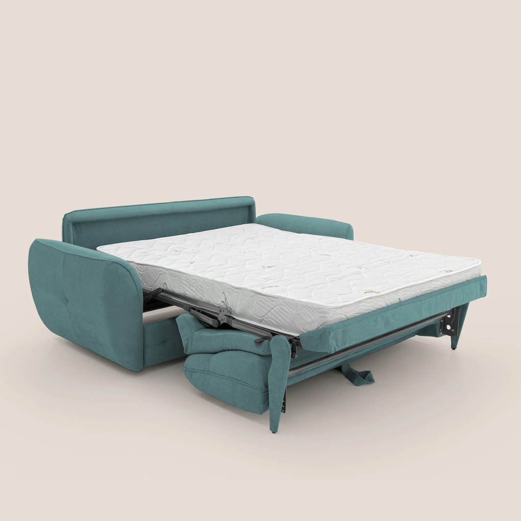 Zeus Divano letto scandinavo con schienale alto in tessuto impermeabile T02 petrolio