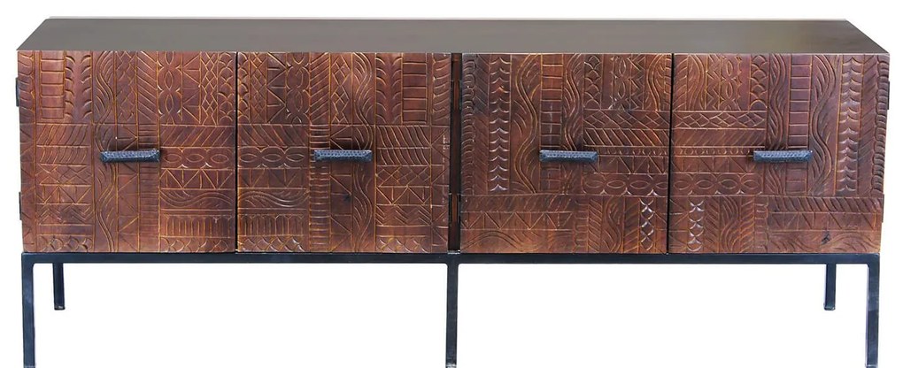 MANTRA - porta tv con decoro 4 ante legno e ferro