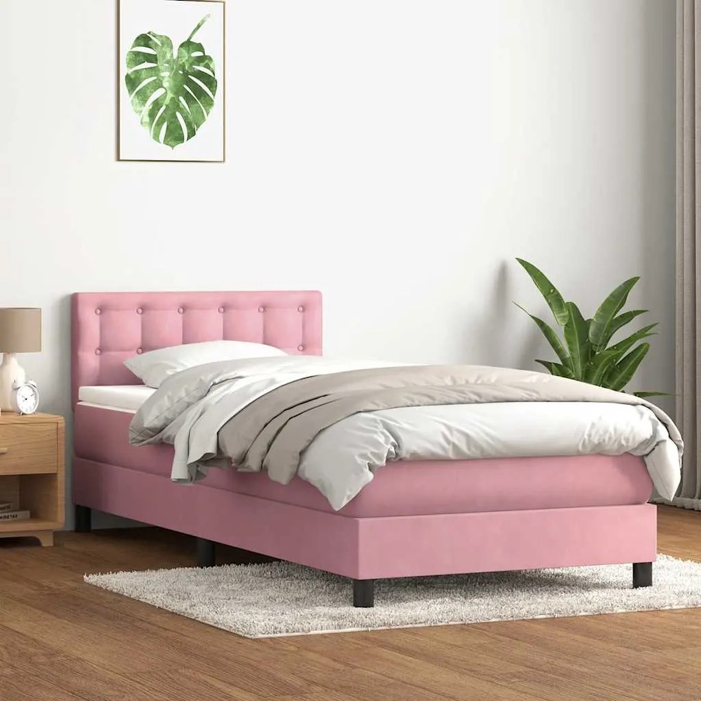 Giroletto A Molle Con Materasso Rosa 80x220 Cm Velluto /
