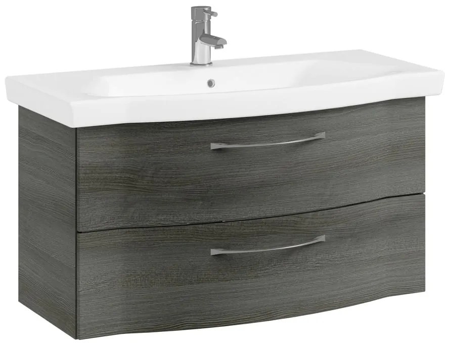 Mobile da bagno sospeso sotto lavabo L 90 x H 49 x P 48.1 cm grigio grafite, 2 cassetti PELIPAL Solitaire