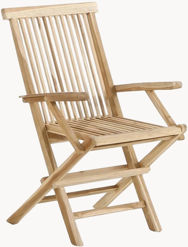 Set di 2 sedie pieghevoli da giardino in legno di teak con braccioli Jepara