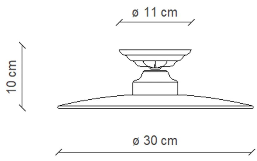 Plafoniera Industrial Potenza Ferro E Ceramica Nero Diam. 30Cm 1 Luce E27