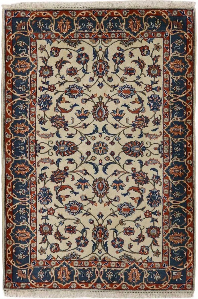 Sarouk Tappeto 110x150 Blu (Iran) Annodato A Mano