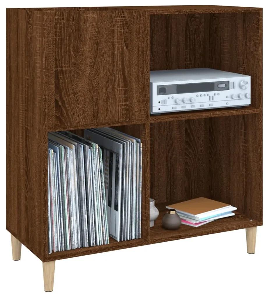 Mobile porta dischi rovere marrone 84,5x38x89 legno multistrato