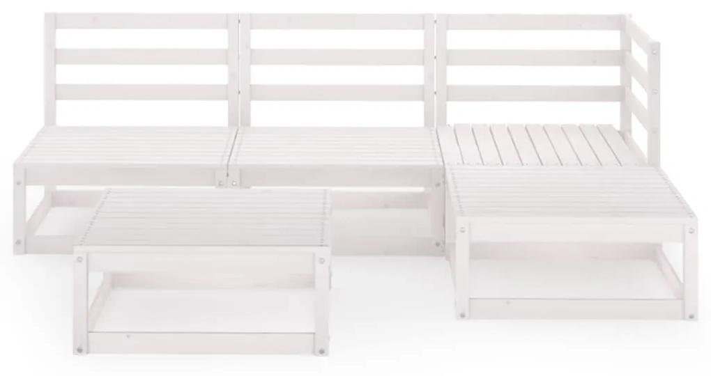 Set divani da giardino 5 pz bianco in legno massello di pino