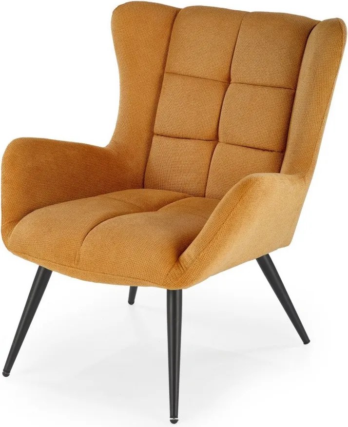 Poltrona Byron in tessuto senape - H92 cm