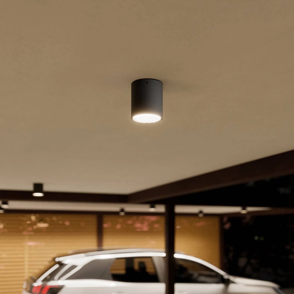 Lucande plafoniera LED Meret, rotonda, antracite, metallo MERET, Nero, Alluminio, Moderno, Plafoniere LED