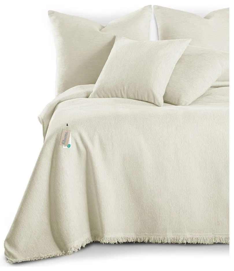 Copriletto color crema in ciniglia 220x240 cm Talo – Filumi