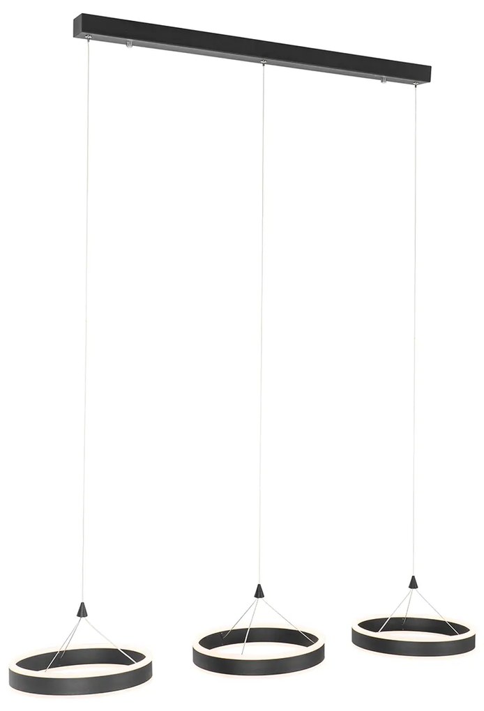 Lampada a sospensione nera oblunga incl. LED dimmerabile a 3 livelli 3 luci - Lyani