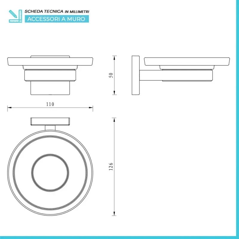 Set accessori a muro 3 pezzi in acciaio cromato e viti incluse Easy
