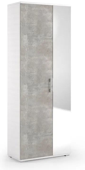 Scarpiera con specchio 2 ante L 73 x H 195 x P 35 cm 26 paia, bianco e grigio