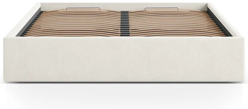 Letto matrimoniale imbottito color crema con contenitore/senza testiera con rete inclusa 200x200 cm Susan – Micadoni