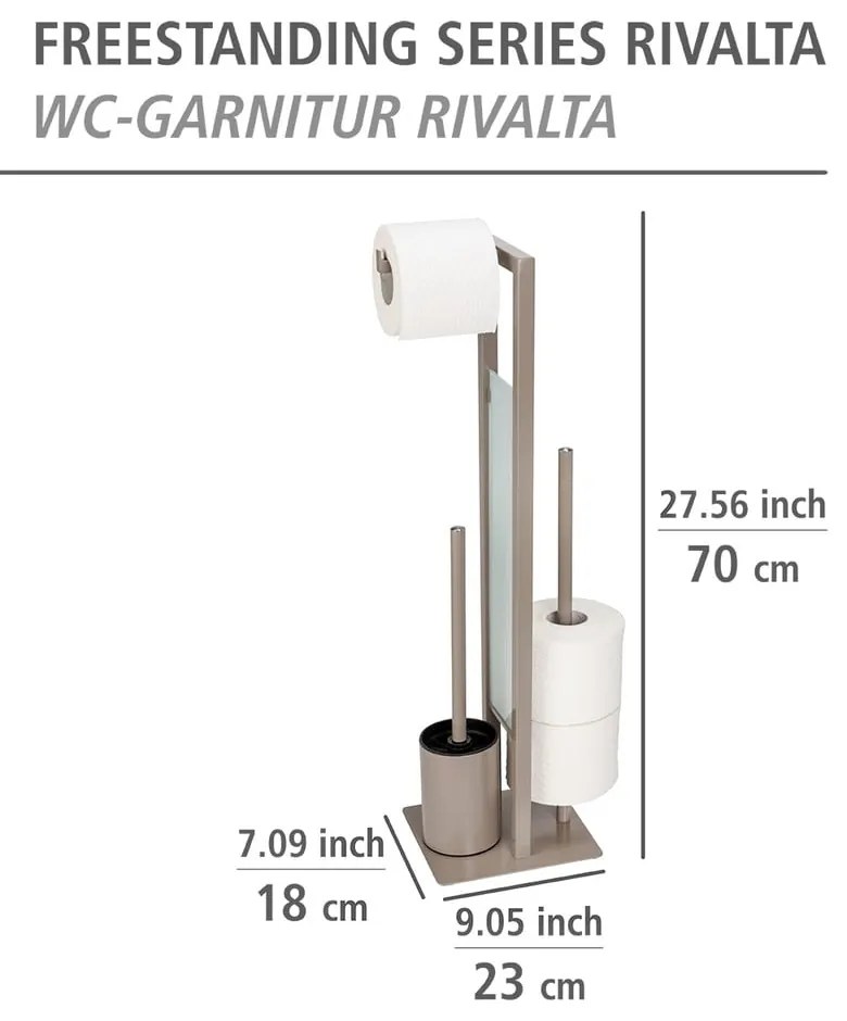 Porta carta igienica marrone chiaro con scopino Rivalta - Wenko