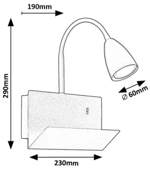 Rabalux 71089 - Applique con mensola TACITO 1xGU10/25W/230V nero