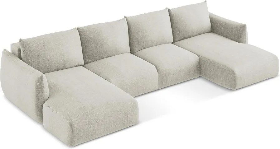 Divano angolare beige allungabile (a U) Leila – Makamii