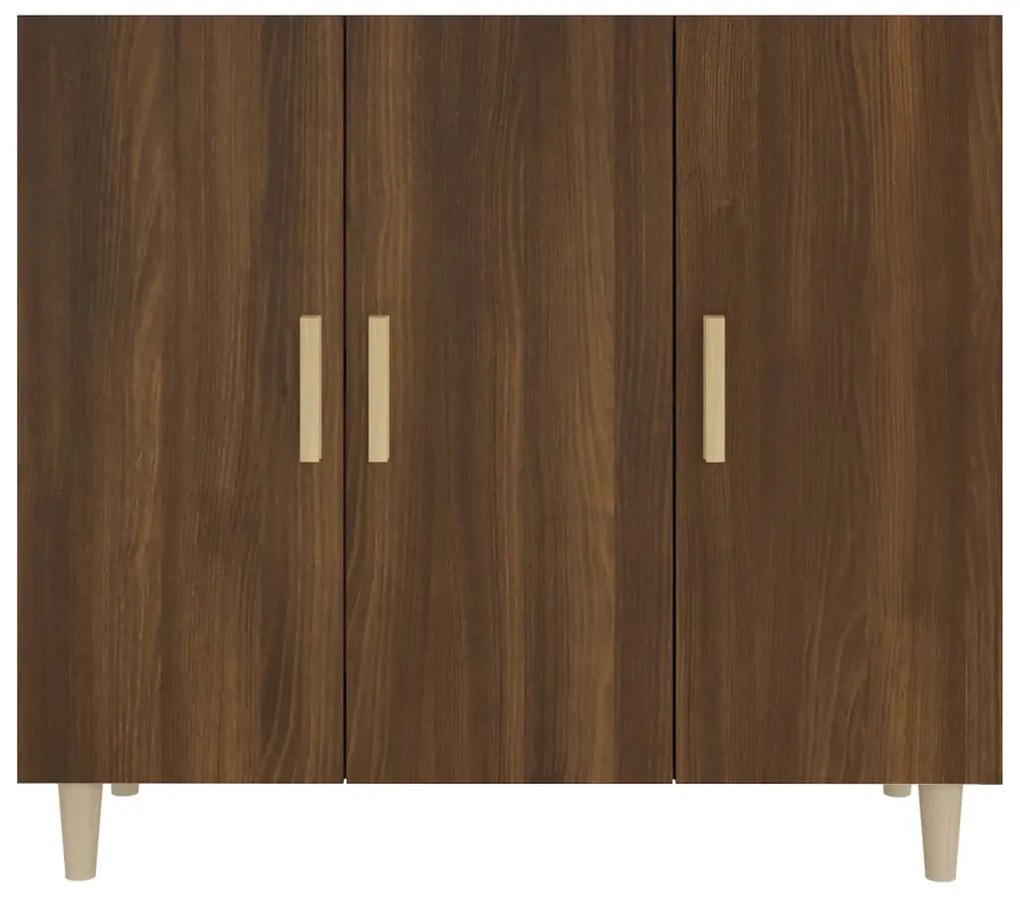 Credenza rovere marrone 90x34x80 cm in legno multistrato