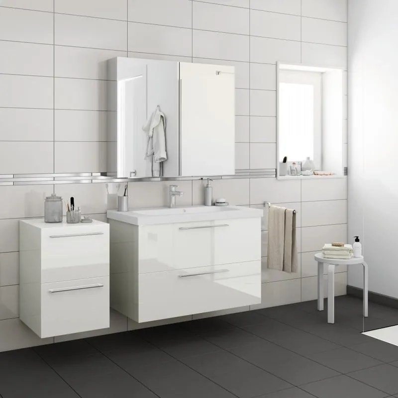 Lavabo a incasso rettangolare doppia vasca Remix L 106 x H 14 x P 49 cm in ceramica bianco lucido