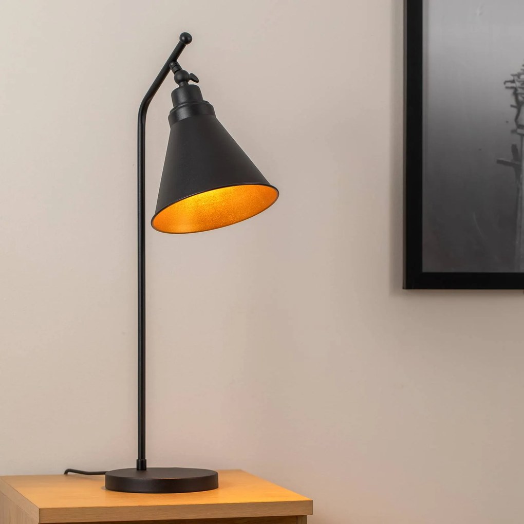 Opviq Lampada da tavolo Sivani MR-608, nero/oro, metallo, altezza 50 cm