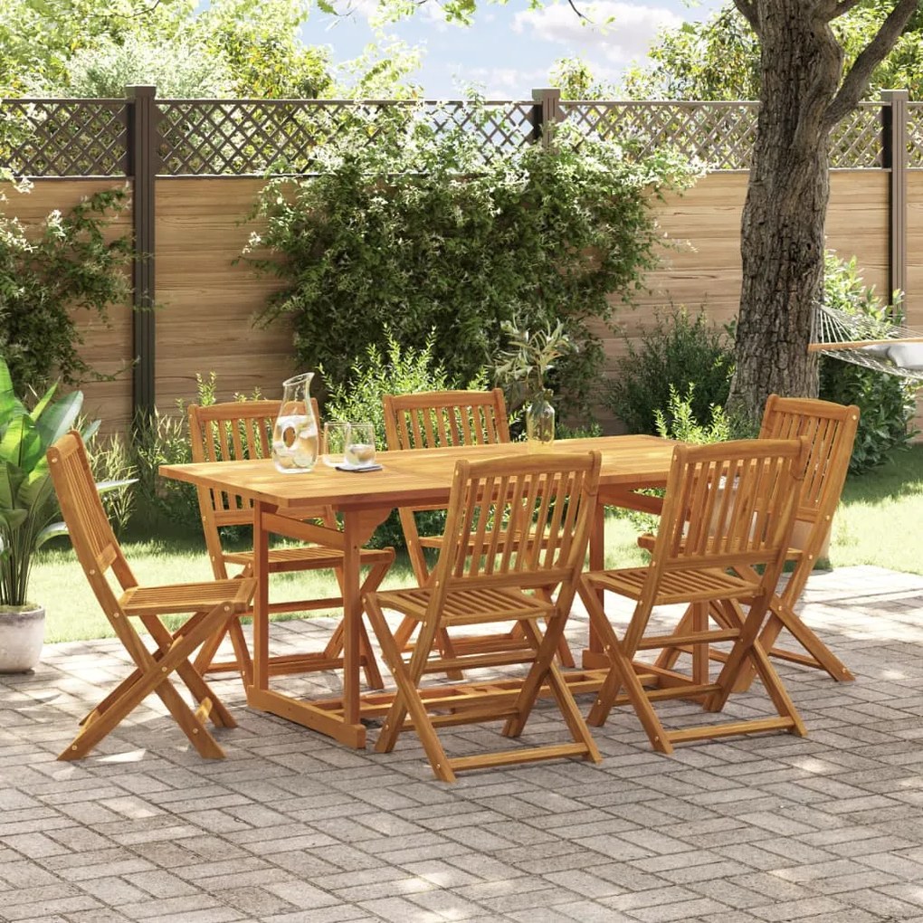 Set Da Pranzo Da Giardino 7pz 180x90x75cm Legno Massello Acacia /