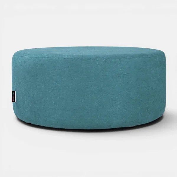 Pouf Tondo Dante L70 cm in Tessuto Antimacchia TURCHESE
