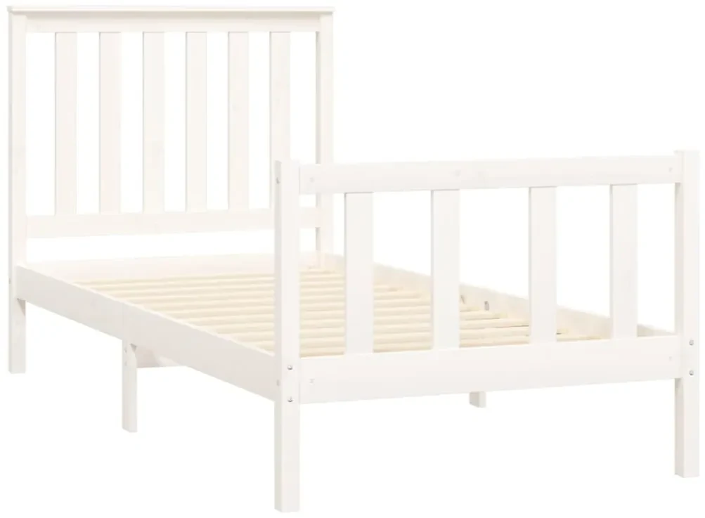 Giroletto con testiera bianco 100x200 cm legno massello di pino