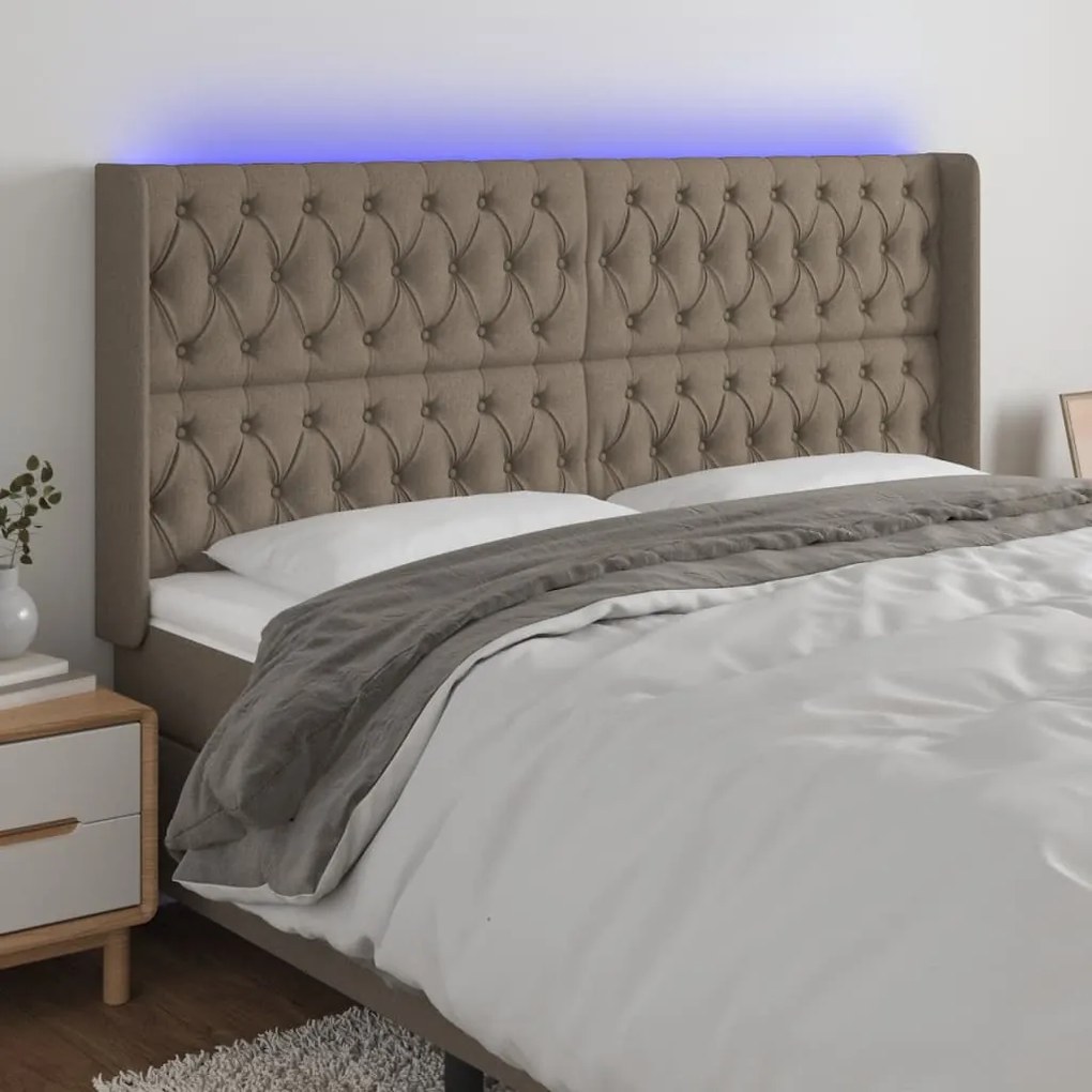 Testiera A Led Tortora 183x16x118/128 Cm İn Tessuto /