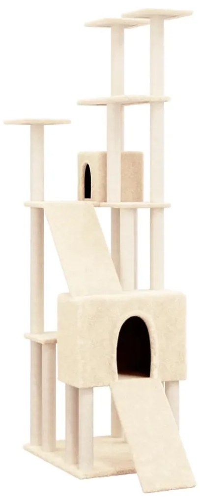 Albero per gatti con tiragraffi in sisal crema 190 cm