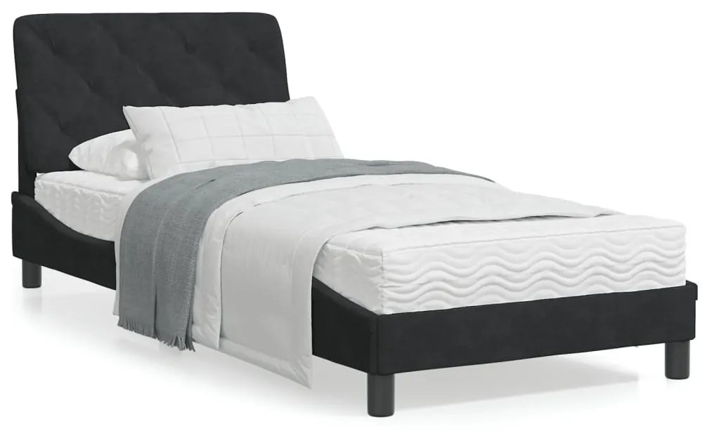 Letto con materasso nero 90x200 cm in velluto