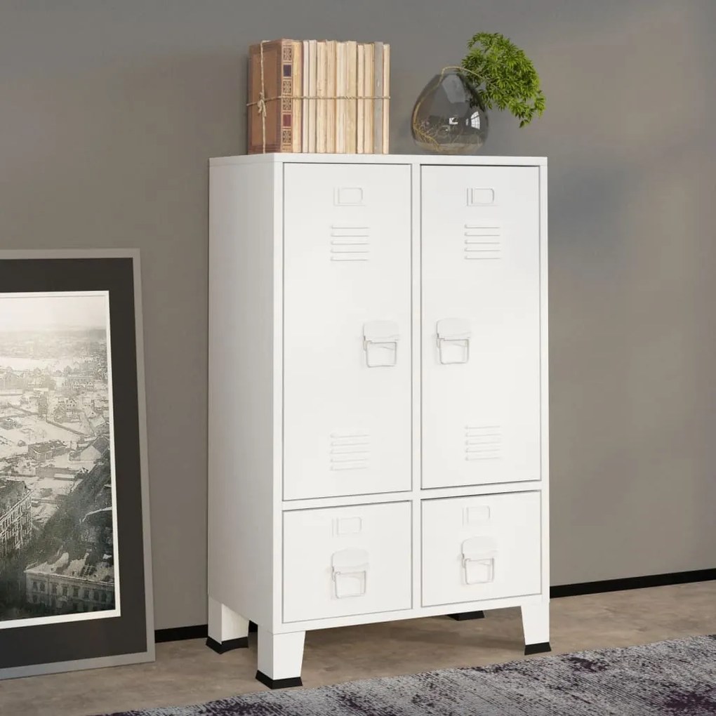 Armadio Industriale Bianco 67x35x107 Cm İn Acciaio /