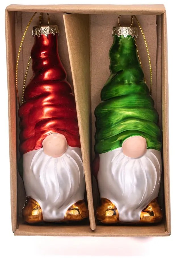 Decorazioni per albero di natale in set in vetro fatte a mano 2 pz ø 4 cm Gonk – Sass &amp; Belle