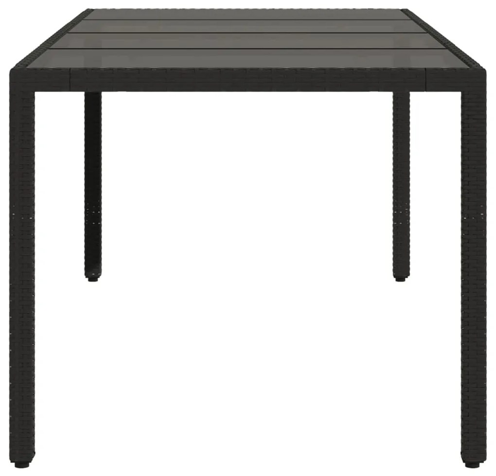 Tavolo da giardino piano in vetro nero 190x90x75 cm polyrattan