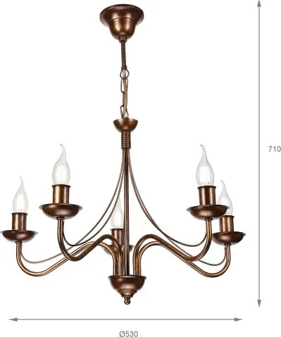 Lampadario a catena ANTON 5xE14/15W/230V, finitura bronzo