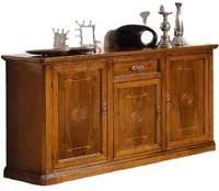 Madia credenza in legno 3 porte con intarsi bassano l.166 p.49 h.90