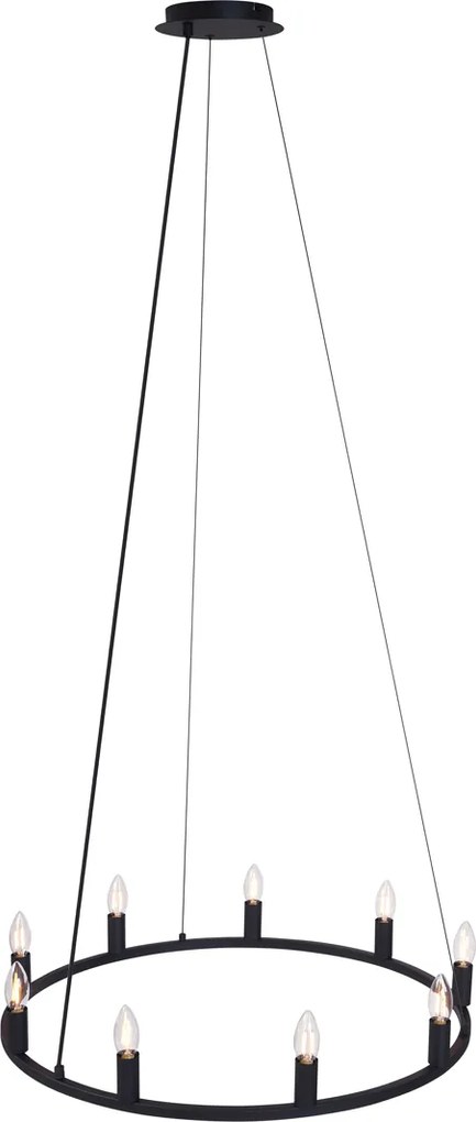 Lampada a sospensione smart nera a 9 luci con WiFi C35 - Knight