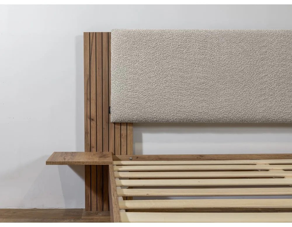 Letto matrimoniale in grigio chiaro con rete inclusa 140x190 cm Lior – Bobochic Paris