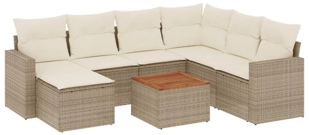 Set divano da giardino 8 pz con cuscini beige in polyrattan