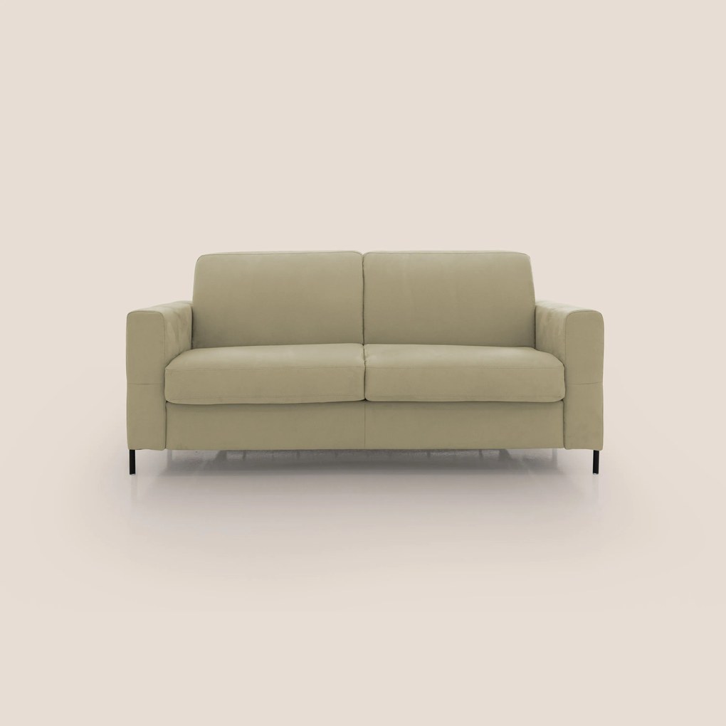 Ortensia divano letto materasso H18 cm con piedi alti in elegante microfibra smacchiabile T11