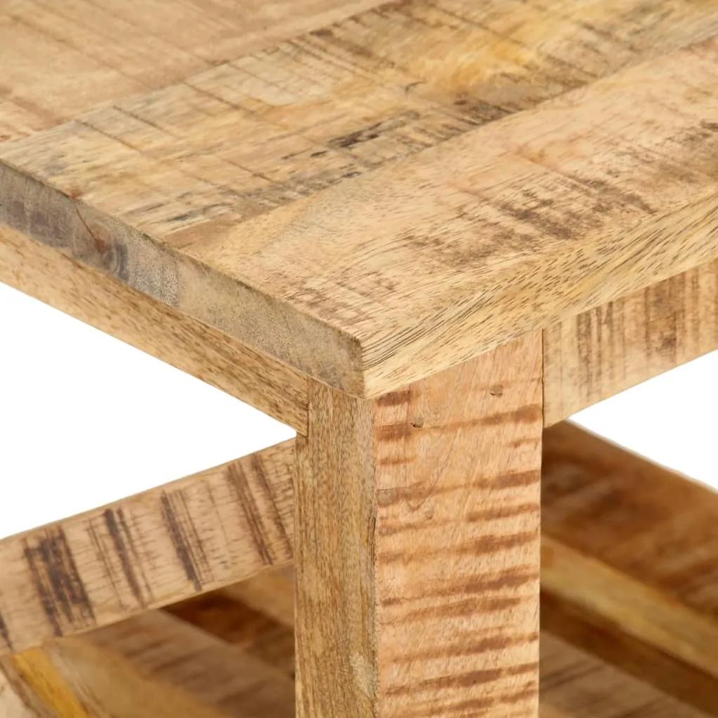 Tavolino laterale con ruote 40x40x42cm in legno di mango grezzo