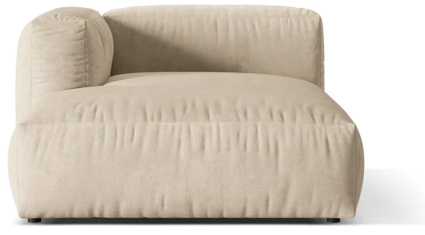 Parte divano componibile beige (con penisola a sinistra) con rivestimento in velluto Martina – Micadoni