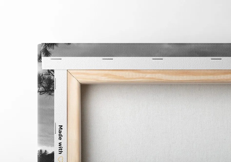 Quadro su tela – Tramonto sul lago in bianco e nero